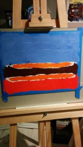 Paint on canvas. I taped the edges of this work.