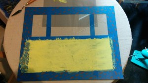 16x20 glass taped and paint on front